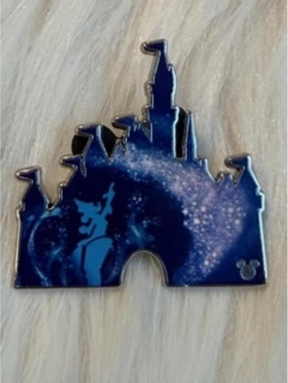 Disney Castle Enamel Pin with Tinker Bell Silhouette Wave B